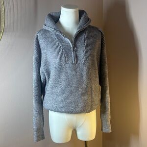 Beautiful and Cozy Gray/ lavender Half-Zip Turtleneck Sweater